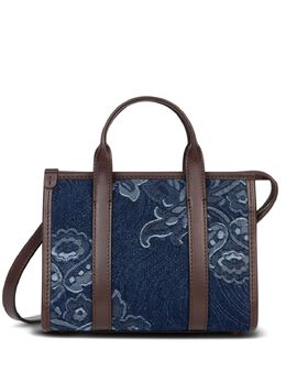 Etro mini floral-jacquard denim tote bag 27762226