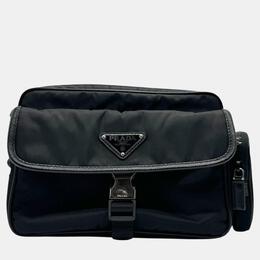 Prada Nylon Black Silver Shoulder Bag 1088573