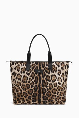 Dolce & Gabbana Leopard Shopper Tote Bag in Nylon 217920083_15