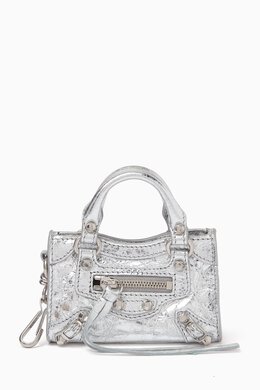 Balenciaga Micro Le City Charm Bag in Metallized Arena Lambskin 218008970_7019