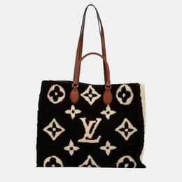 Louis Vuitton Brown Beige Mouton Monogram Teddy OnTheGo GM Tote Bag 1088507