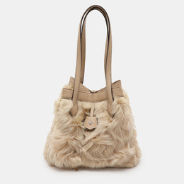 Fendi Beige Lamb Fur and Leather Medium Origami Tote 1090083