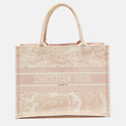 Christian Dior Pink Embroidered Canvas Small Christian Dioriviera Toile De Jouy Book Tote 1089880