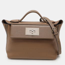 Hermes Etoupe Swift Leather Silver Finish 24/24 21 Bag 1081713