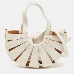 Bottega Veneta Off White Leather Small Shell Bag 1088235