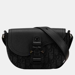 Christian Dior Black Canvas Leather Trotter Saddle Shoulder Bag 1091914