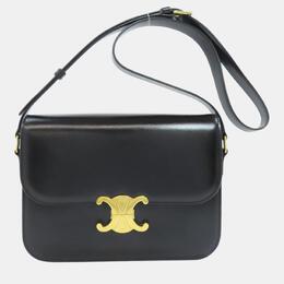 Celine Black Calfskin Leather Triomphe Shoulder Bag 1091881