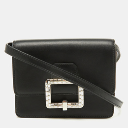 Bally Black Leather Mirco Julyet Crystal Crossbody Bag 1090067