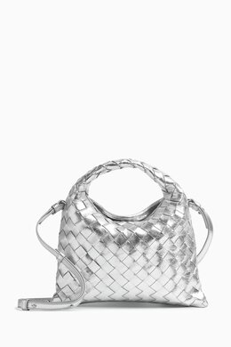 Bottega Veneta Mini Hop Bag in Metallic Intrecciato Leather 217854440_19