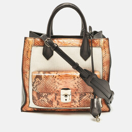 Balenciaga Tricolor Canvas and Python Padlock All Afternoon Tote 1091867