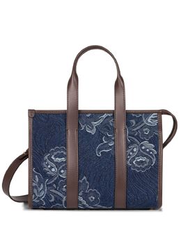 Etro floral-jacquard denim tote bag 27761652