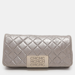 Carolina Herrera Grey Leather Pouch Clutch 1092969