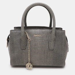 DKNY Grey Lizard Embossed Leather Satchel 1092881