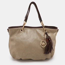 Michael Kors Gold Canvas and Leather Shoulder Bag 1093179