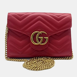 Gucci Red Leather Marmont Matelasse Crossbody Bag 1092138