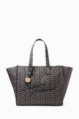 Emporio Armani Oversized Monogram Shopper Bag in Canvas Jacquard 217720868_4067
