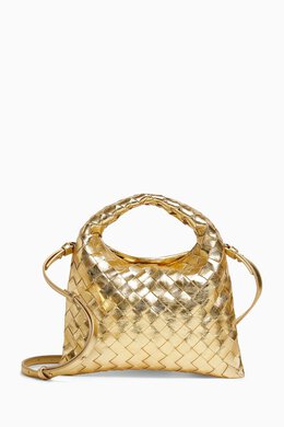 Bottega Veneta Mini Hop Bag in Metallic Intrecciato Leather 217854485_27