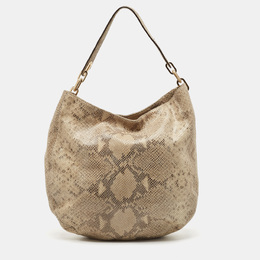 Michael Kors Beige Python Effect Leather Lillie Hobo 1093788