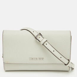 Michael Kors Grey Saffiano Leather Jet Set Travel Crossbody Bag 1093461