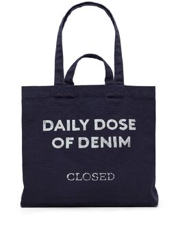 Closed slogan-print tote bag 27050381