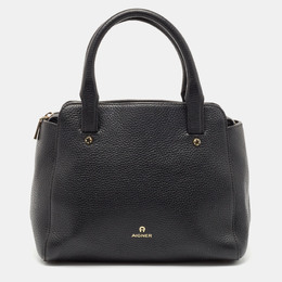 Aigner Black Grained Leather Cybill Tote 1095380