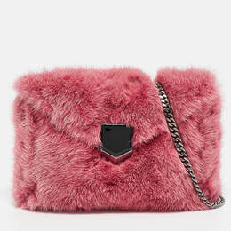 Jimmy Choo Candy Pink Mink Fur Lockett Envelope Mini Clutch 1095015