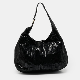 Michael Kors Black Python Effect Alcantara Fulton Hobo 1095431