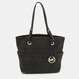 Michael Kors Black Signature Canvas and Leather Jet Set Tote 1095523