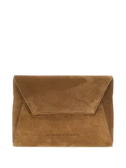 Brunello Cucinelli Monili-embellished suede clutch bag 28197823