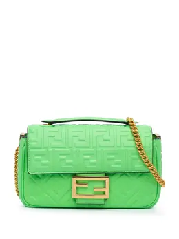 Fendi 2010-2024 Zucca Embossed Leather Chain Midi Baguette shoulder bag 28286956
