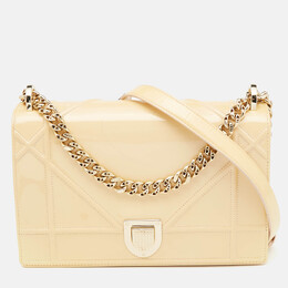 Christian Dior Cream Patent Leather Medium Christian Diorama Shoulder Bag 1097484