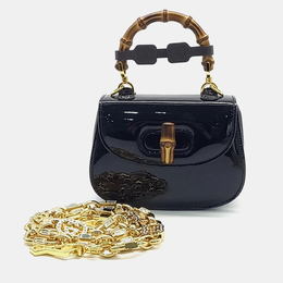 Gucci Black Leather Patent 1947 Mini Top Handle Bag 1096589