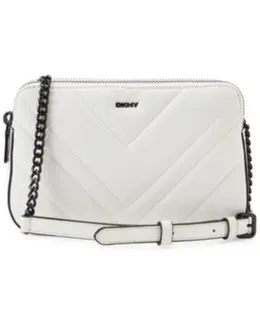 DKNY Vivian Double Zip White Leather Women's Crossbody Bag r13ebg29gi7