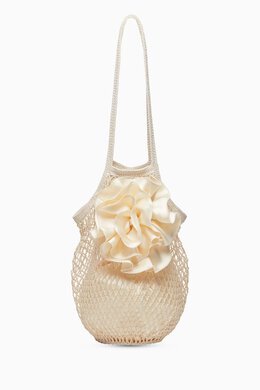 Magda Butrym Medium Devana Tote Bag in Satin & Crochet 218111429_26