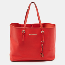 Michael Kors Red Leather Large Jet Set Travel Tote 1098018