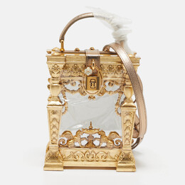Dolce & Gabbana Gold Wood Acrylic Baroque Box Top Handle Bag 1097328
