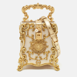 Dolce & Gabbana Gold Acrylic and Leather Baroque Dolce Box Top Handle Bag 1096954