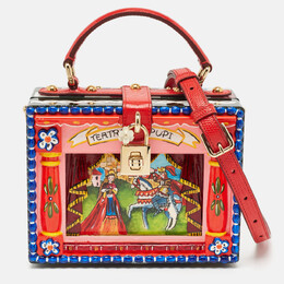 Dolce & Gabbana Multicolor Wood and Lizard Embossed Leather Teatro Lei Pupi Dolce Dolce Box Bag 1096994