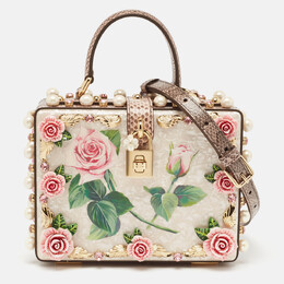 Dolce & Gabbana Pink Acrylic and Snakeskin Embellished Mother of Pearl Dolce Box Bag 1097016