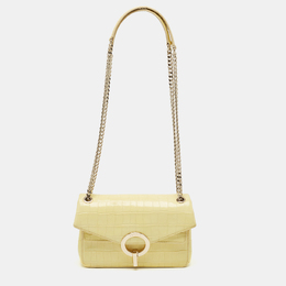 Sandro Yellow Croc Embossed Leather Chain Shoulder Bag 1098119