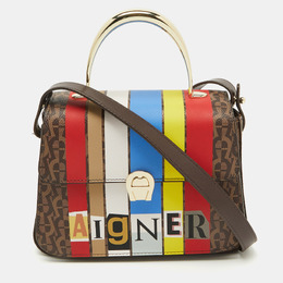 Aigner Multicolor Signature Coated Canvas Flap Shoulder Bag 1098073