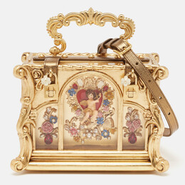 Dolce & Gabbana Gold Wood Angel Cherub Box Top Handle Bag 1097009