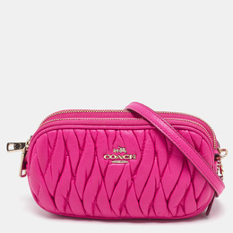 Coach Neon Pink Quilted Leather Mini Crossbody Bag 1099535