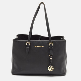 Michael Kors Black Leather Large Jet Set Travel Tote 1100932