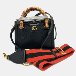Gucci Black Leather Diana Bamboo Top Handle Bag 1099844