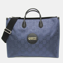 Gucci Off The Grid Nylon Leather Handbag Shoulder Bag Black Navy 1098352