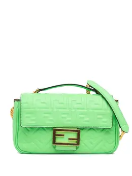 Fendi 2010-2024 Zucca Embossed Leather Chain Midi Baguette shoulder bag 28391029