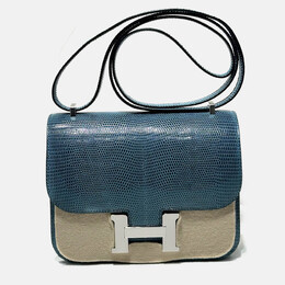 Hermes Ink Blue Lizard Leather Constance 19 Bag 1100421