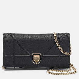 Christian Dior Black Leather Christian Diorama Chain Clutch 1101803