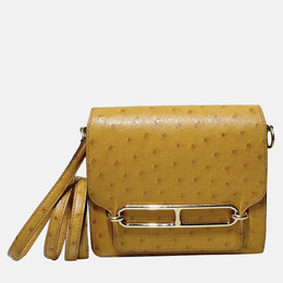 Hermes Yellow Ostrich Leather Roulis Shoulder Bag 1100446